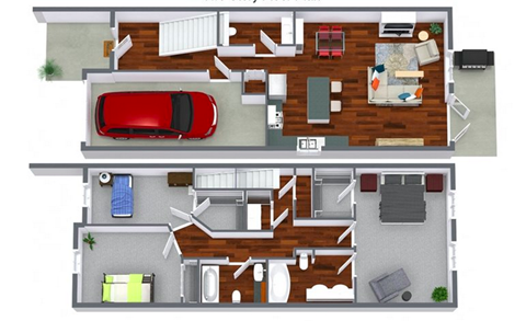 Floor plan for 3 beds, 2.5 baths, 1580 sqft